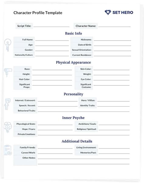 Screenwriter's Character Sheet Template