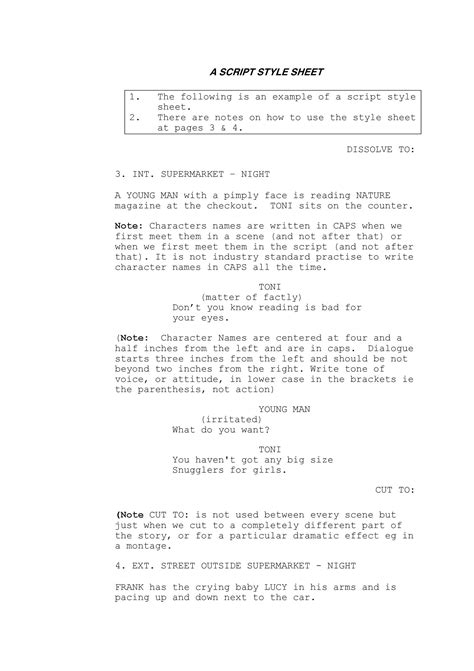 Screenwriting template elements