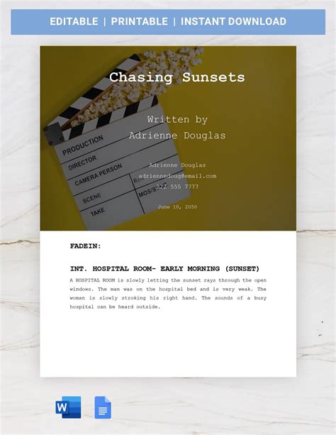 Screenwriting template Google Docs template