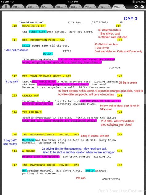 Script Breakdown Template Pre-Production