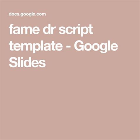 Google Slides Script Template