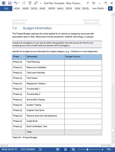 SDLC Test Plan Template Gallery