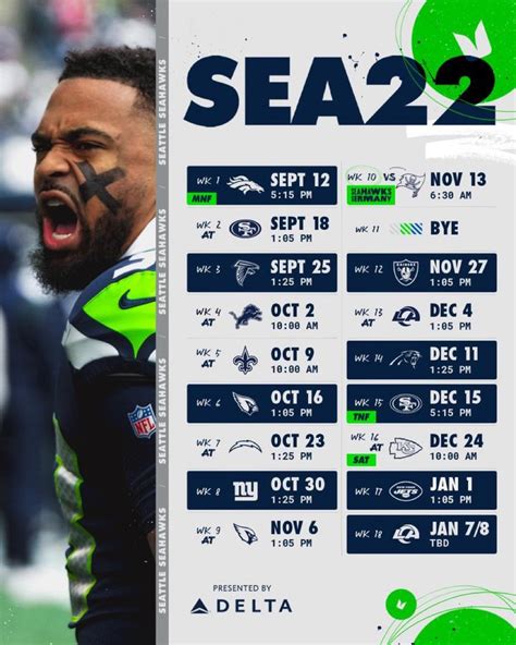 Seahawks Printable Schedule 2