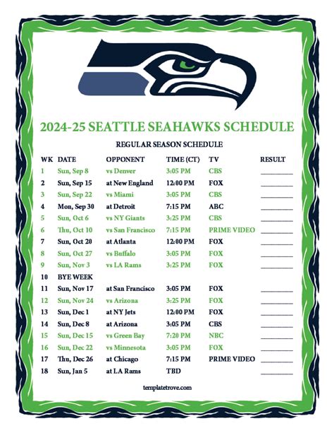 Seahawks Printable Schedule 6