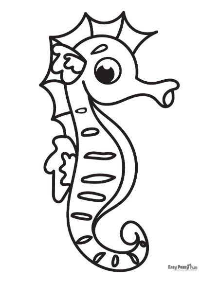 Seahorse coloring page for kids and adults