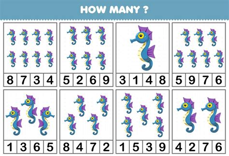 Seahorse education worksheet for kids