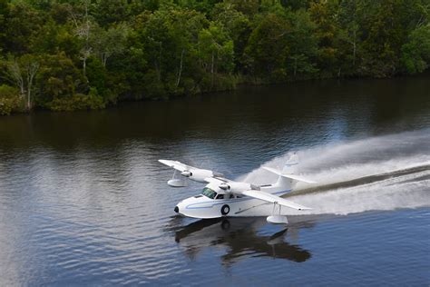 A remote control seaplane on the water