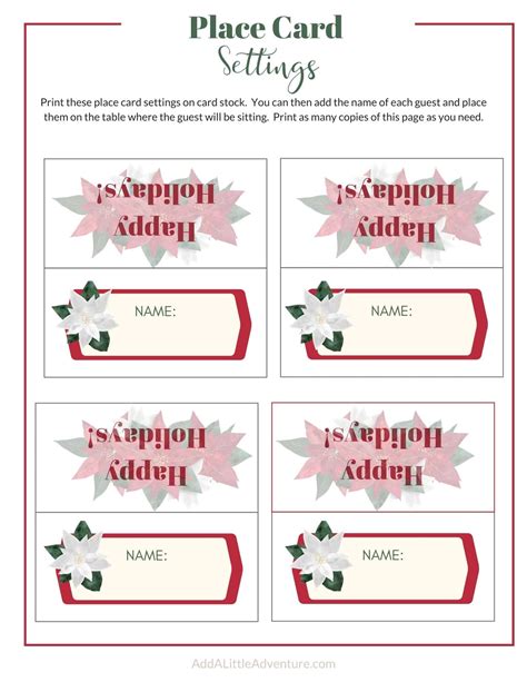 Seasonal place card templates