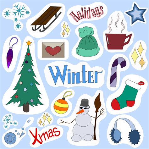 Seasonal theme stickers with seasonal symbols and designs