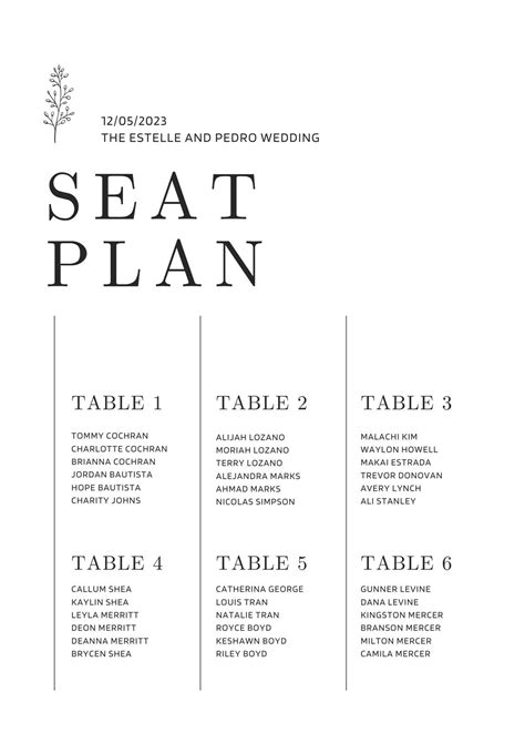 Seating Arrangement Template Gallery