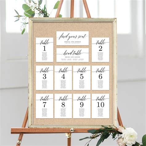 Seating chart card with a simple design