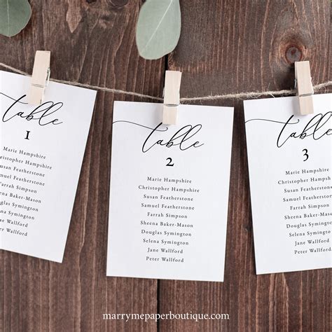 Seating Chart Card Template Columns