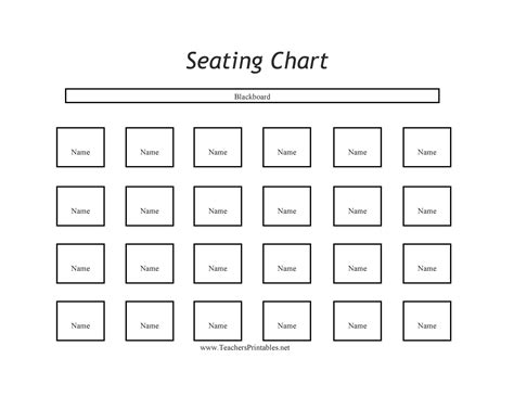 Seating chart template on a computer screen