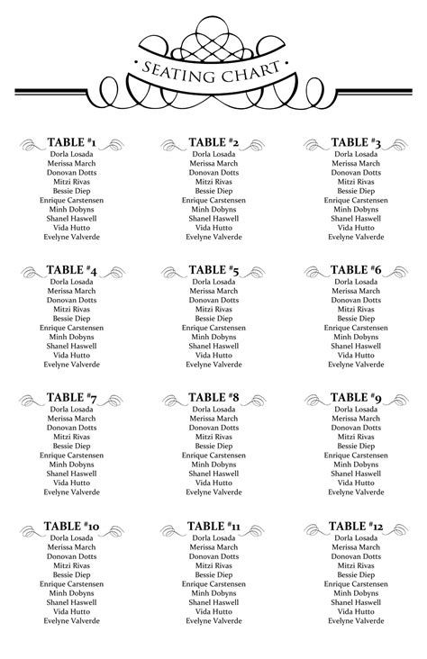 Seating Chart Template Example 5