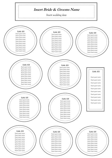 Seating chart template with table numbers