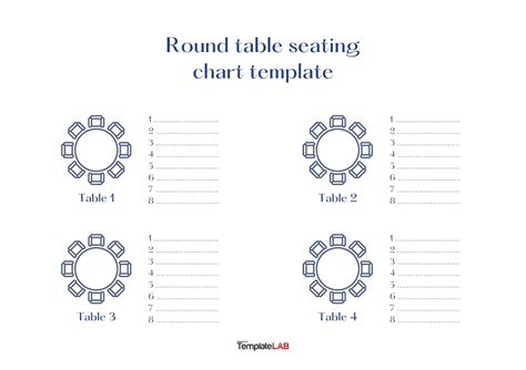 Seating chart templates with table numbers gallery