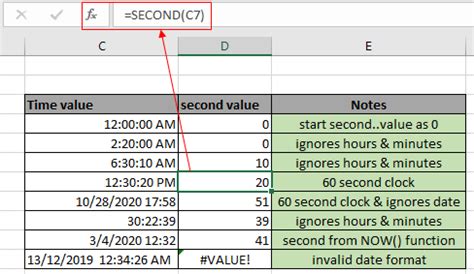 SECOND Function in Excel