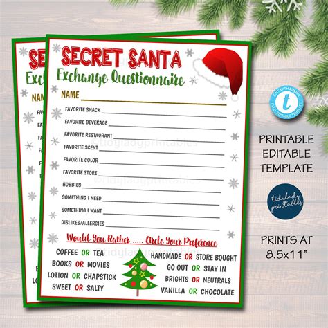 Secret Santa Gift Exchange Templates