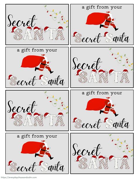 Secret Santa gift tag template 6