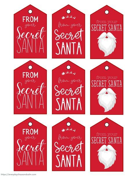 Secret Santa Gift Tags Templates