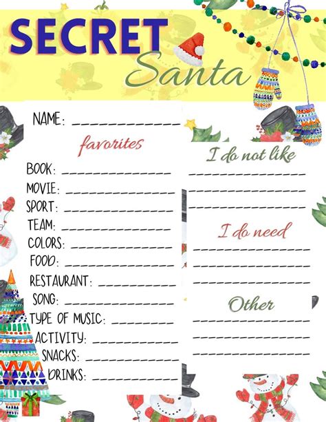 Secret Santa printable for families