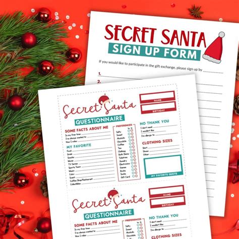 Secret Santa printable for large groups