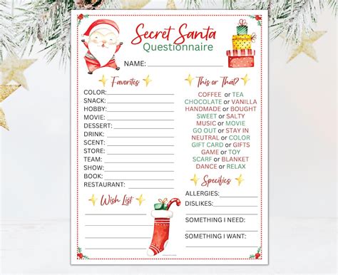 Secret Santa printable with price limit