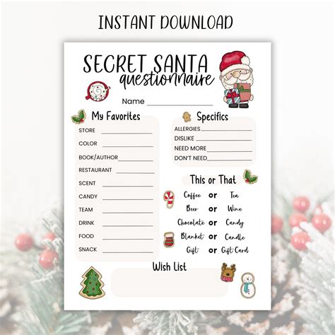 Secret Santa Questionnaire