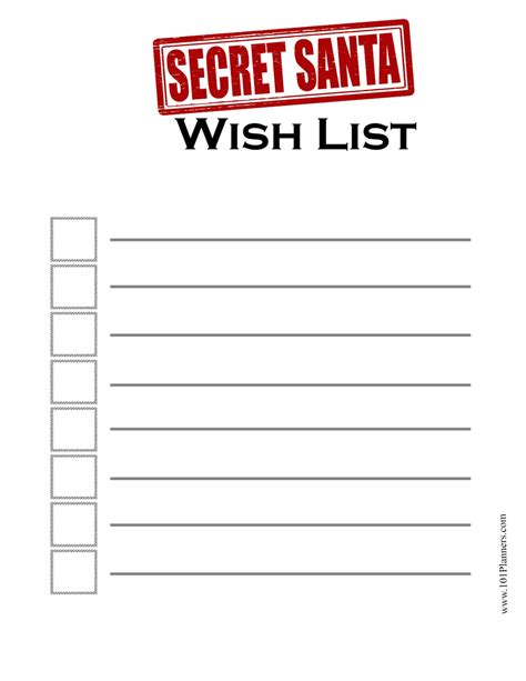 Secret Santa List Template 2