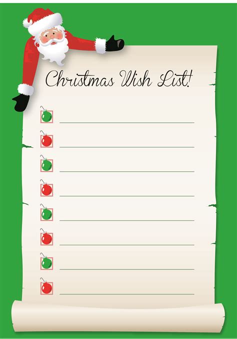 Secret Santa Wish List Template Example