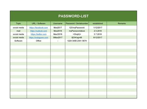 Secure Data Management with Password Excel Sheet Template