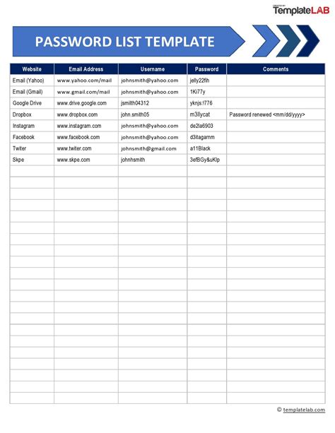 Secure Data Management with Password Excel Sheet Template