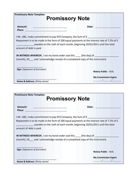 A sample secured promissory note template gallery