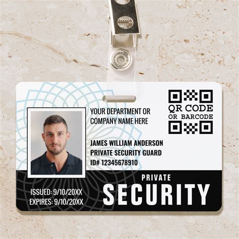 A security guard with ID badge