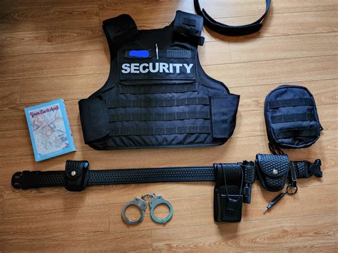 A security guard using equipment