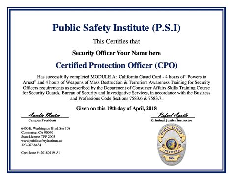 Security Officer Certification and Training