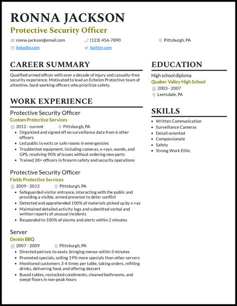 Security Officer Resume Example 3