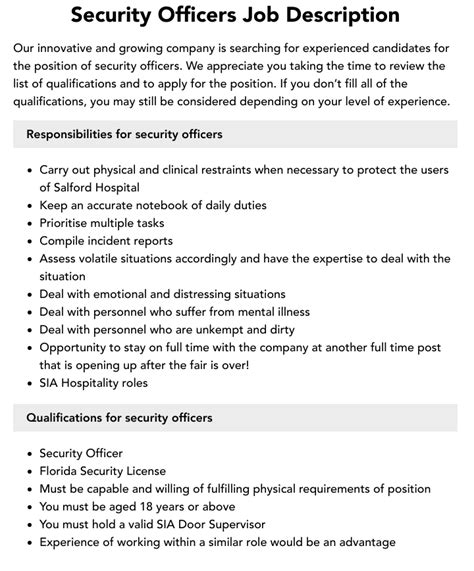 Security Officers Key Responsibilities