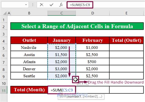 Select Adjacent Cells in Excel