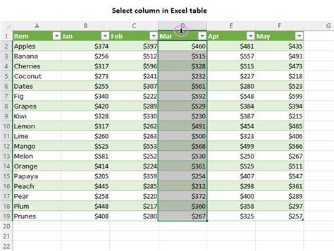 Select the columns to protect