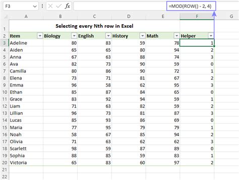 Select every nth row in Excel