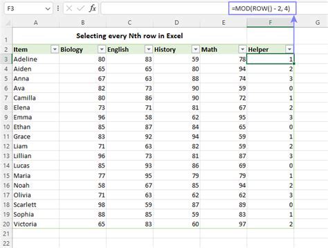 Select every Nth row filter example