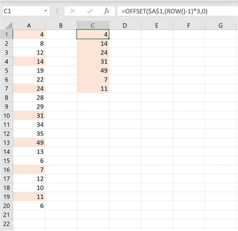 Select every Nth row formula example