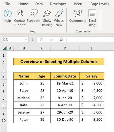 Select Multiple Columns VBA