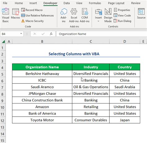 Selecting Columns in VBA