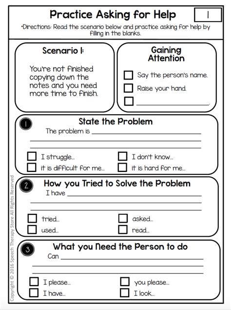 Self-Advocacy Skills Worksheets for Children