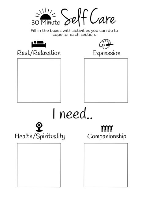 Self-Care Worksheet Printable