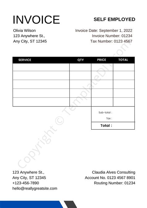 Self-Employed Invoice Template