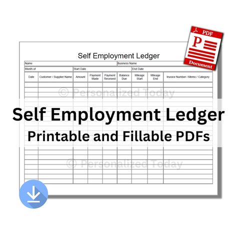 self employment ledger template