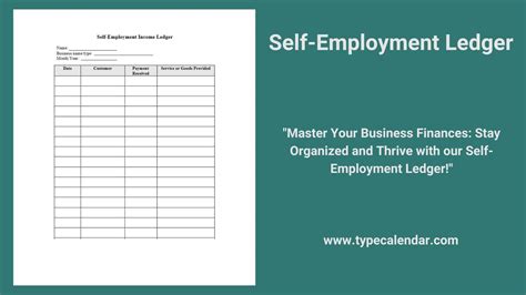 Self Employment Ledger Template with Receipt Tracking